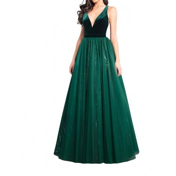 slim fit dress slacks Hunter Green Velvet Shimmer Maxi Dress main image 1